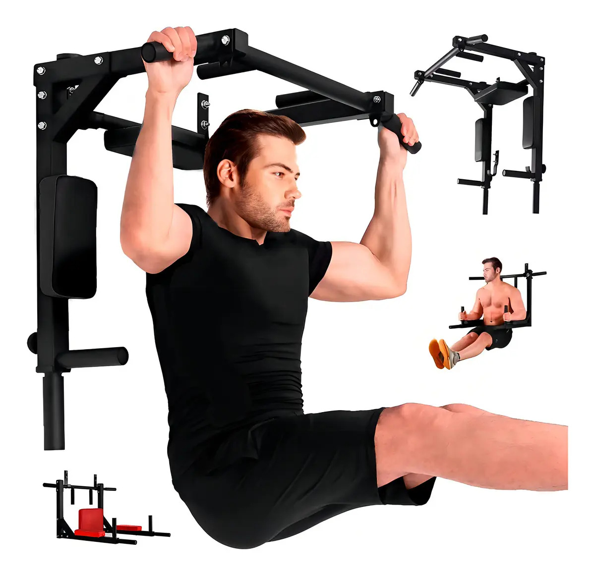 Barra de Ejercicios Gym Para Dominadas Y Fondos De Pared 8 En 1 Multifuncional