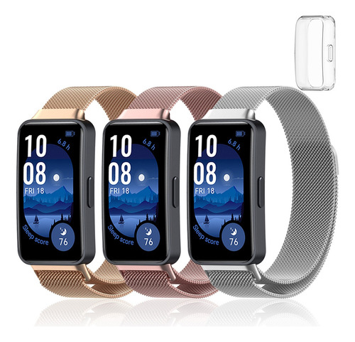 3 Correa De Acero Milanés + Tpu Funda Para Huawei Band 9 8