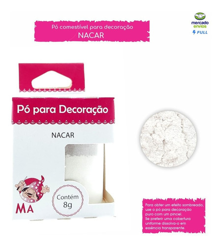 1 Corante Po Decoração Nacar Mago 8g Bolo Confeitaria 