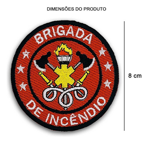 Kit 10 Apliques Brigada De Incêndio 8cm Bordado Termocolante
