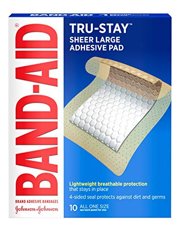 Banda-aid Marca Tru-stay Adhesive Pads, Grandes Ytagc
