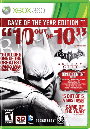 Batman Arkham City Goty Game Of The Year Edition Fisico Nuevo Xbox 360 Dakmor