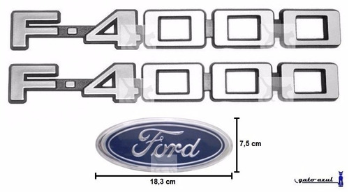 Emblemas Laterais F4000 + Ford - Até 1992 - Modelo Original