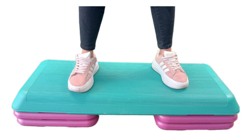 Banco Step De 3 Alturas Ajustables 110cm X 42cm Azul/rosa.
