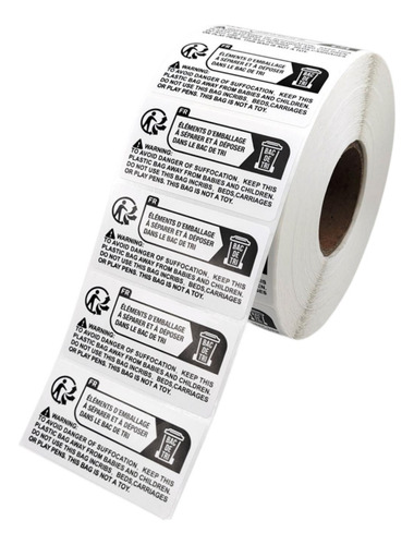 Etiquetas De Advertencia De Riesgo De Asfixia 6x3 Cm