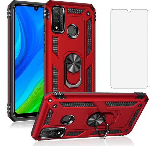 Funda Uso Rudo Golpes Para Huawei P Smart 2020 Carcasa +mica Rojo Huawei P Smart 2020