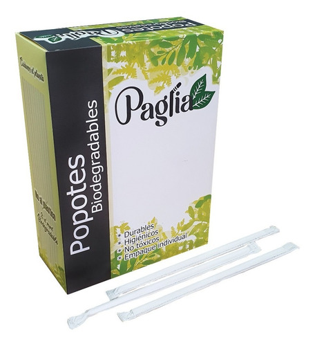 Popotes De Papel Biodegradables Paglia Caja C-200 Pzas