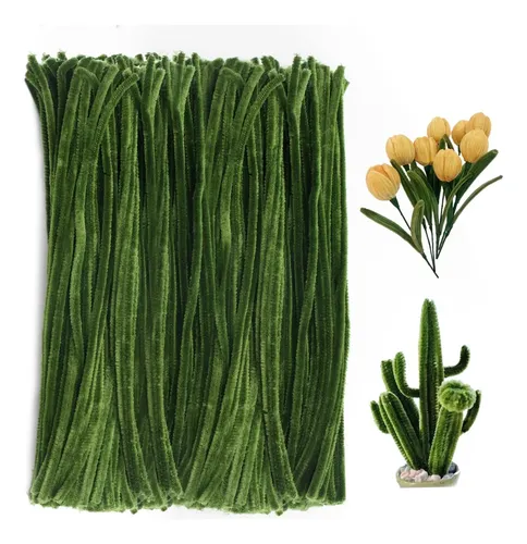 100pz De Limpiapipas Para Manualidades, Decoraciones, Flores Verde