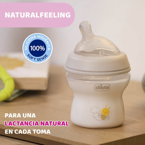Biberón Chicco Naturalfeeling Boca Ancha 150ml 0m+ Azul Azul Natural