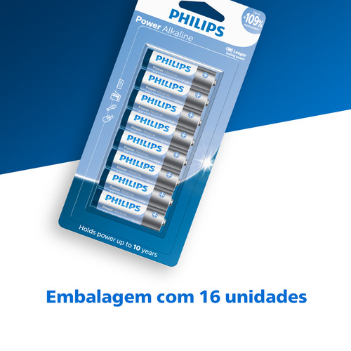 32 Pilhas Bateria Aa Pequena 2a Alcalina Philips 2 Cartelas