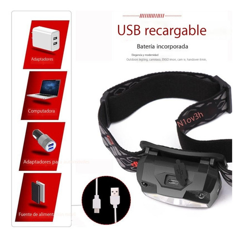 Pesca Nocturna Led Sensor De Luz Fuerte Faro Impermeable