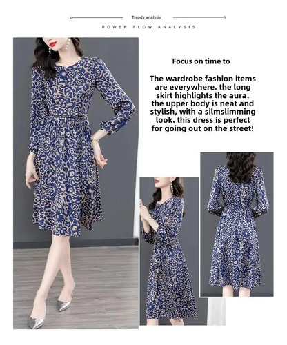 Elegante Vestido Midi Con Estampado Floral En A Para Mujer