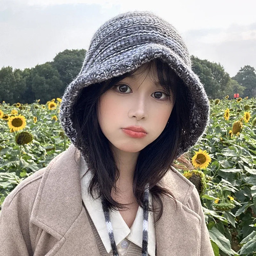 Gorro De Pescador Cálido Para Invierno, Tejido En Bloques De