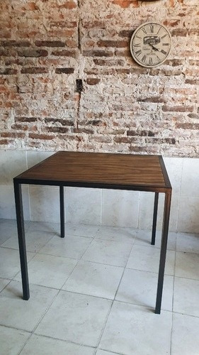 Imagen 2 de 3 de Mesa Comedor Industrial Madera Hierro 80x80 Moderna