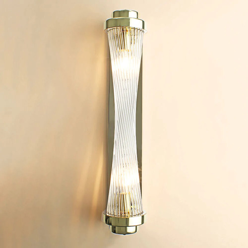 Arandela Retangular Metal Vidro Dourado Transparente Ar1500