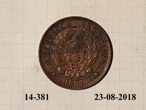 Argentina 2 Centavos Platacon 1891 Muy Linda