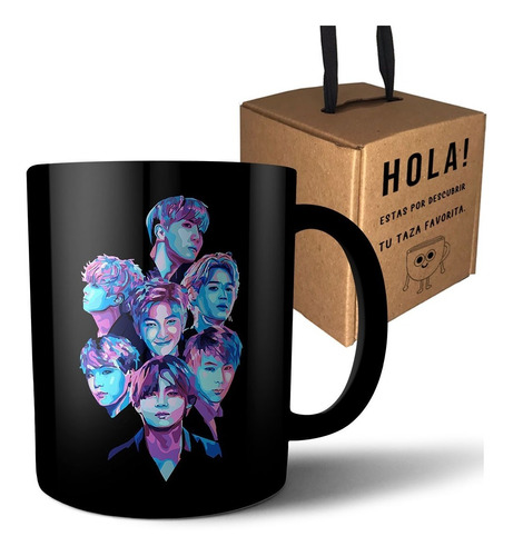 Taza De Cerámica Negra - Bts - Grupo