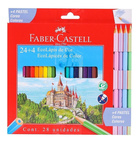 Lapices De Colores Faber Castell X28 Largos 4 Color Pastel