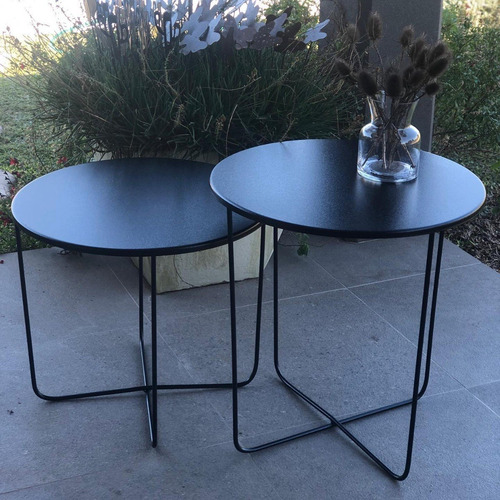 Imagen 4 de 8 de Mesa Ratona Hierro Negra Interior/exterior 60 Cm