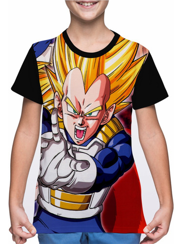 Camiseta/camisa Infantil Dragon Ball Vegeta Super Saiyajin