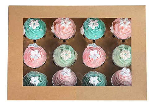 [paquetes De 20] Cajas Marrones Para Cupcakes, 12 Soportes,