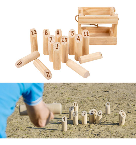 Juego De Lanzamiento De Bloque Numerado, 12 Pines Numerados