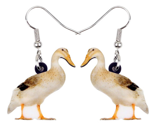 Pendientes De Pato Blanco Dulce Con Estampado De Animales De