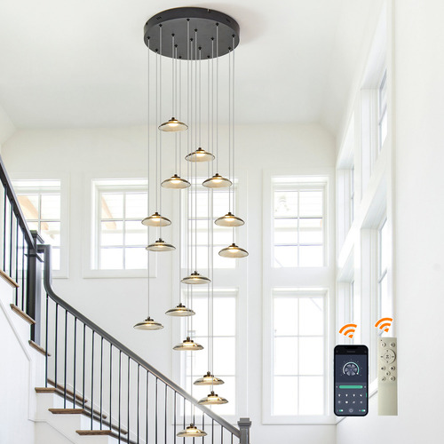 Lámpara Colgante Led Moderna Regulable De 15 Luces Para Sala
