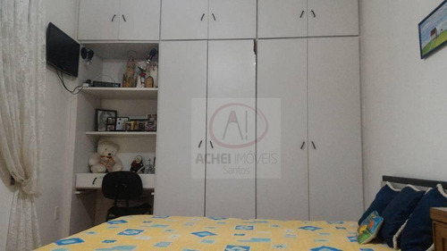Imagem 5 de 20 de Apartamento Com 2 Dormitórios, Sala Ampla, Dependência De Empregada Completa, 2 Vagas À Venda, 81 M² Por R$ 450.000 - Gonzaga - Santos/sp - Ap10399