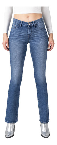 Jeans Oggi Mujer Yess Boot Cut Corte Ajustado Azul Claro