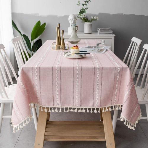 Mantel De Vinilo Navideño Rosa Para Mesa Rectangular 140x140