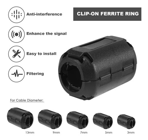 Supresor De Ruido C Con Núcleo De Anillo De Ferrita, 20 Piez