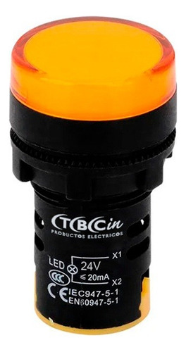 Piloto Ojo De Buey Luminoso Led 22mm 24v Color Tbcin Color Ambar