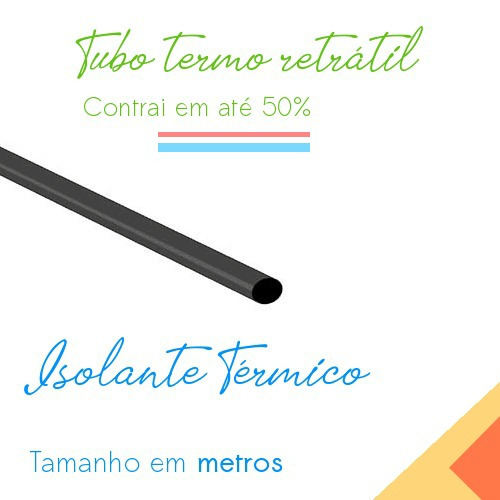 Espaguete Tubo Termo Retrátil Contrátil Preto 3mm 25 Metros