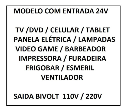 Inversor De Tensão 1000va 24v P/ 110/220v Caminhão Bivolt