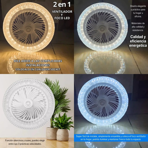Uuuufoco Con Ventilador Techo Abanico Led 3 Tonos 3 Velocida