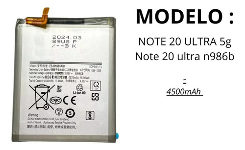 Flex E Bateria Para Galaxy Note 20 Ultra 5g Bn985aby