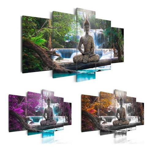 Juego De 5 Lienzos De Pintura De Paisaje De Buda Zen Moderno