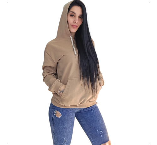 Buzo Canguro Algodón Frizado De Mujer Talle Grande Mc