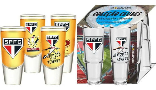 Copo De Shot Do São Paulo 60ml Com 4 Unidades - Oficial