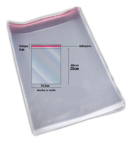 Paquete X100 Bolsas Celofán Con Adhesivo Transparente Resist
