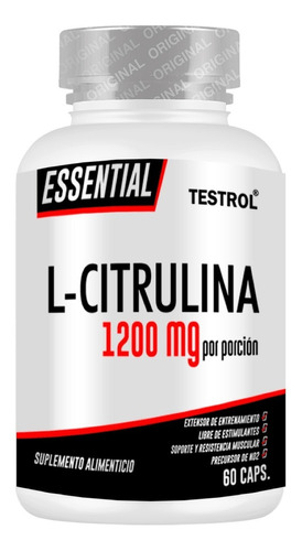 L-citrulina 1200 Mg | Testrol Essential | 60 Capsulas Sabor Sin sabor
