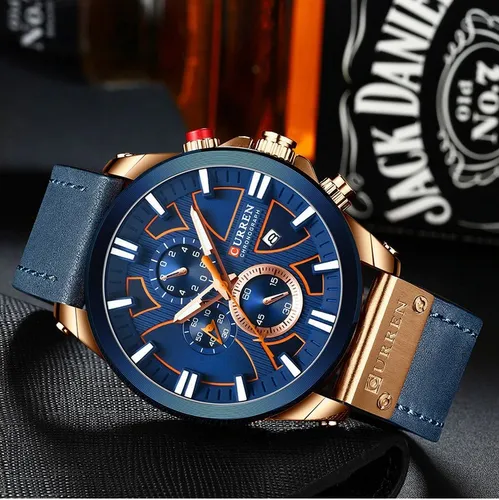 Reloj Para Hombre Curren 8346 Con Cronografo Correa Cuero