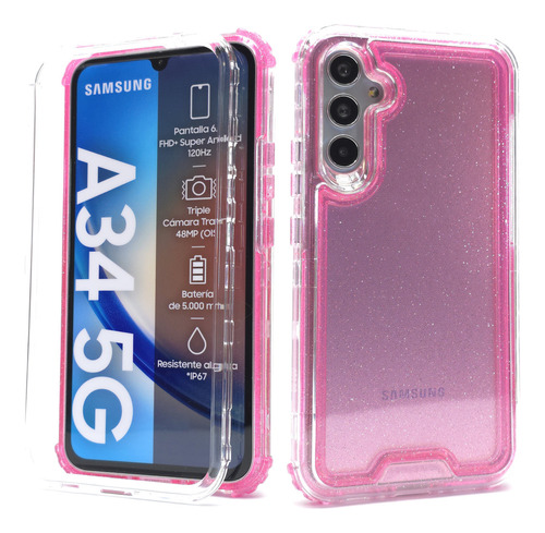 Funda 3 En 1 Proteccion 360 Para Samsung A34 5g Case Grueso