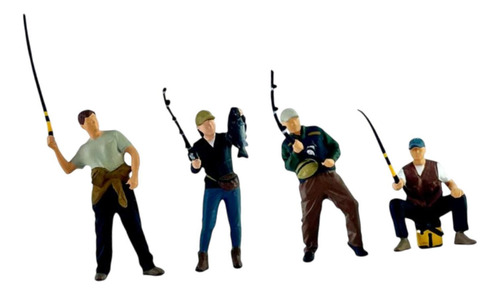 4pcs 1/64 Pescando Hombres Y Mujeres Resina En Miniatura