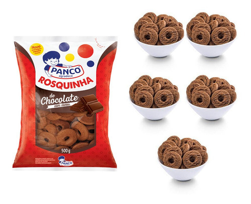 Biscoito Rosquinha De Chocolate Panco 500 Gramas Kit 5