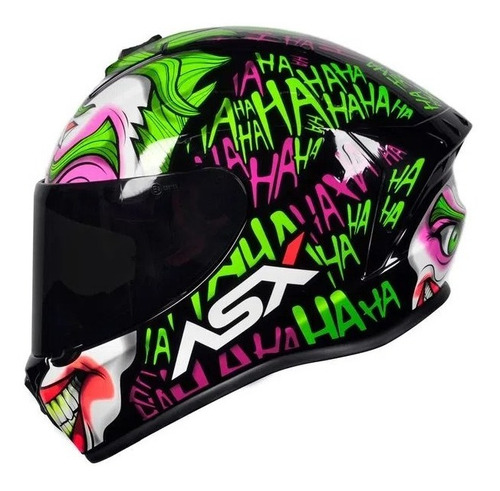 Capacete Asx Draken Joker Brilho Preto/verde/roxo