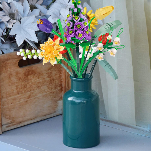 Kit De Constructución De Ramo De Flores, 634 Piezas De Bloqu
