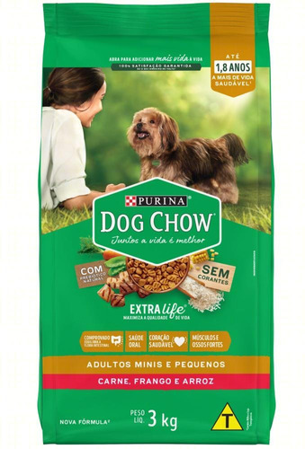Ração Dog Chow Adultos De Raç Pequenas Carne E Veg 3 Kg