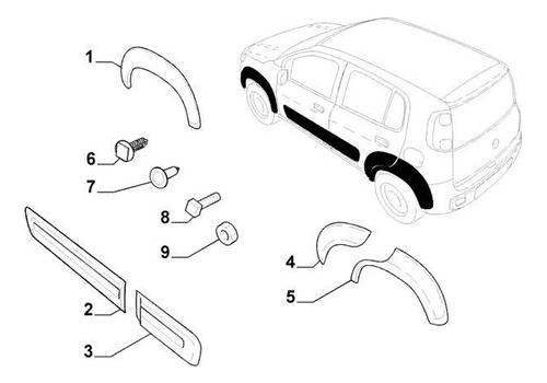 Moldura Guardabarros Trasero Derecho Fiat